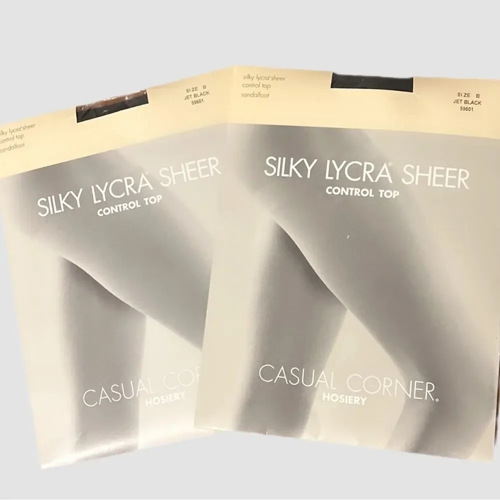 NWT‎ Casual Corner Control Top Hosiery Black Silky Lycra Sheer Size A & B Bundle